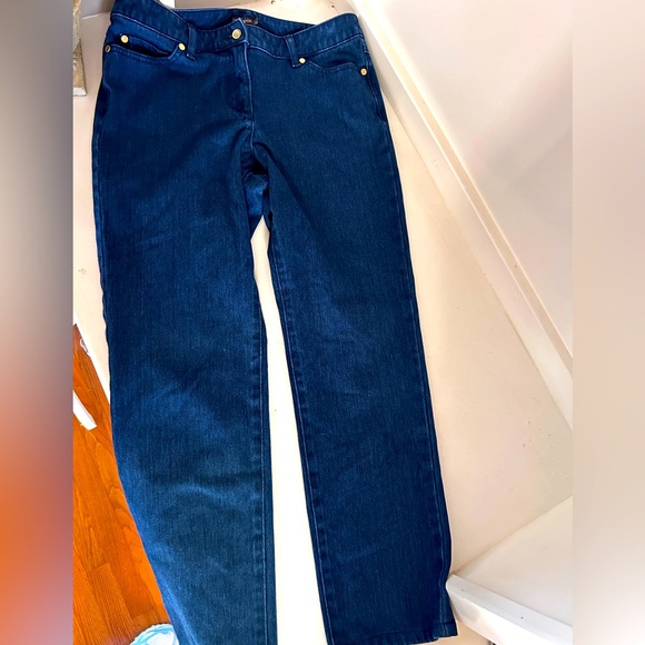 J. McLaughlin Denim - JMcLAUGHLIN Dark Denim Jeans Solid Stretch Comfy Lexi Pocket Button Size 8